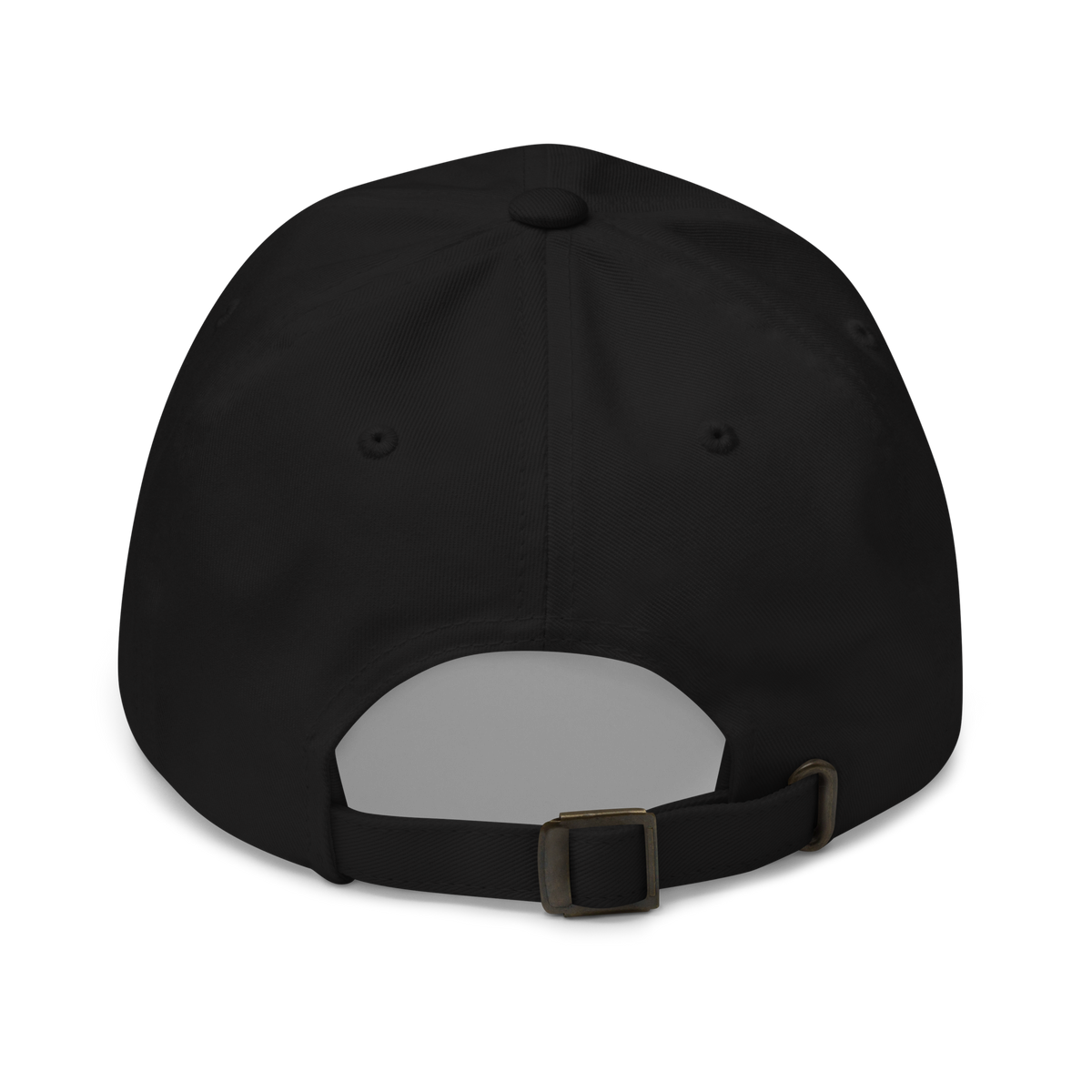 Back of the black ELITE® Icon Dad Hat - Red Label with the adjustable strap