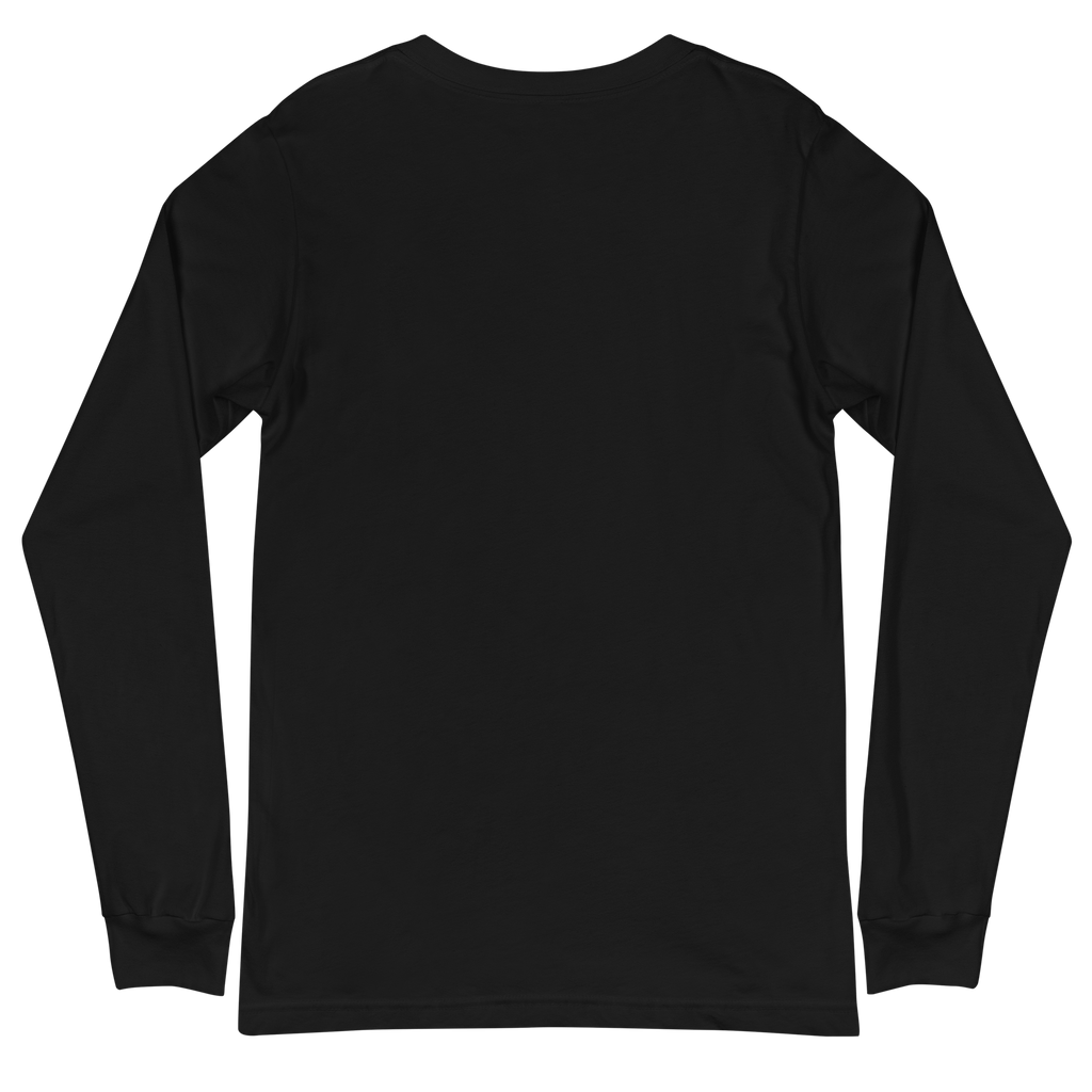 Plain back of the black ELITE® Icon Long Sleeve Tee, Red Label, laid flat