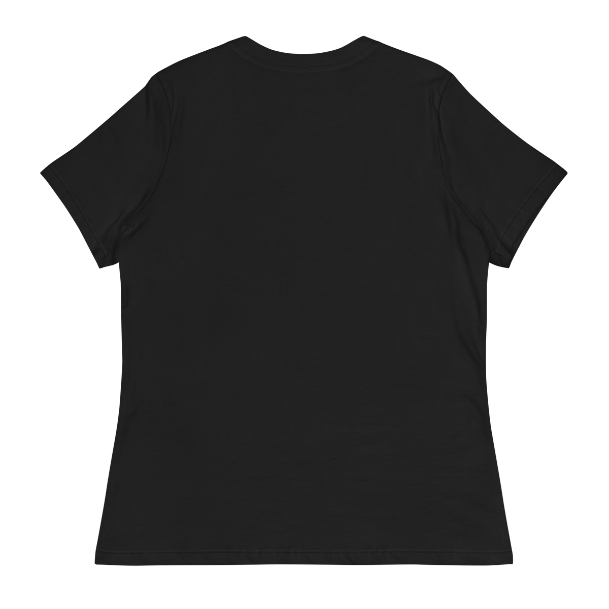 Plain back of the black Women's Relaxed ELITE® Icon Tee, Red Label, laid flat