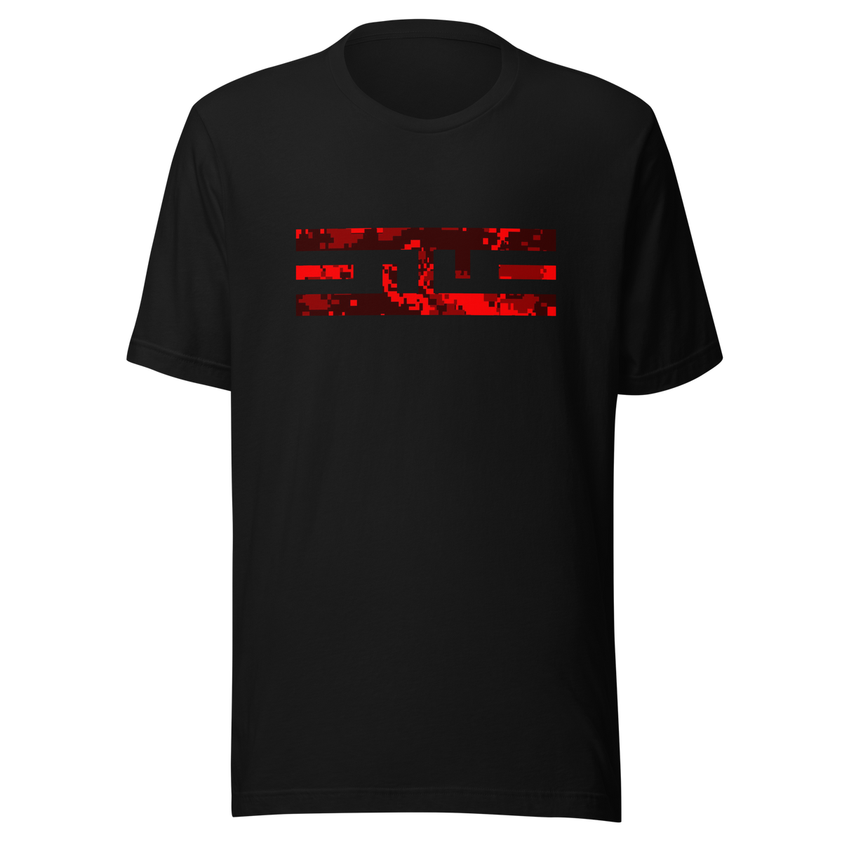 ELITE® Icon Camo Block Tee - Fury in Black, front, ELITE logo block printed in red and black camo on the chest
