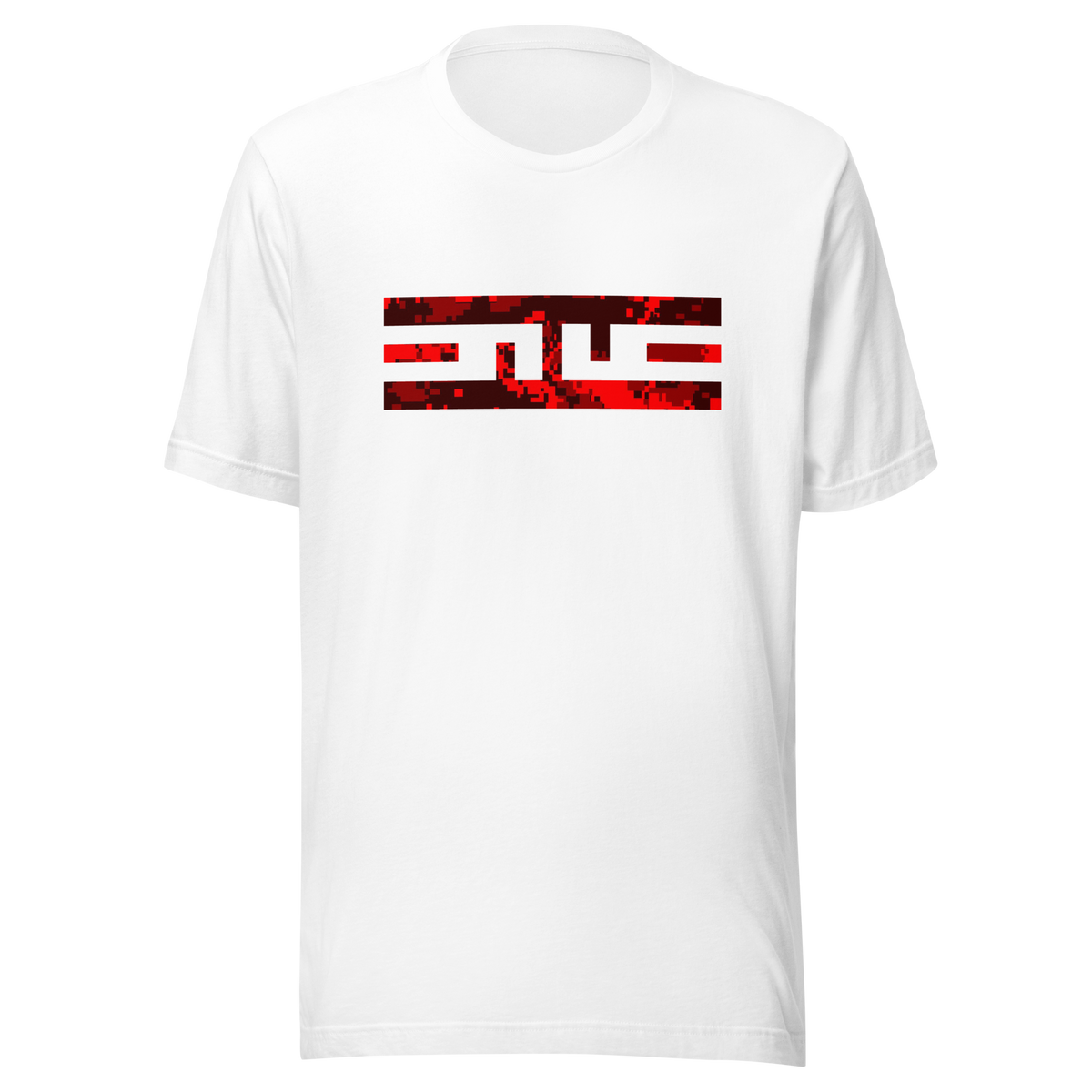 ELITE® Icon Camo Block Tee - Fury in White, front, ELITE logo block printed in red and black camo on the chest
