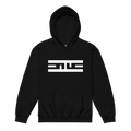 Front of the black ELITE® Icon Youth Hoodie with the white ELITE® icon across the chest
