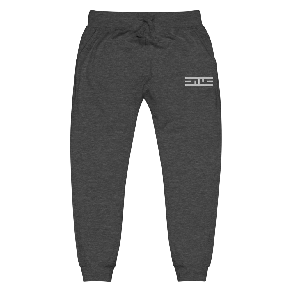 Front of the charcoal heather ELITE® Icon Sweatpants with the white ELITE® icon on the left leg