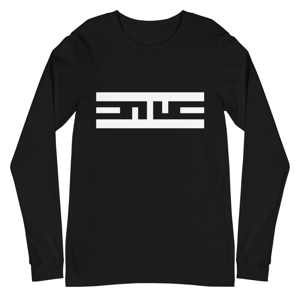 Front of the black ELITE® Icon Long Sleeve Tee with the white ELITE® icon across the chest