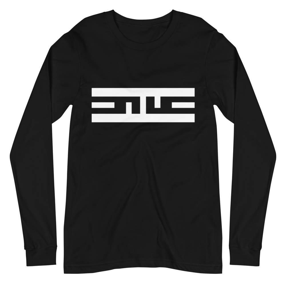 Black ELITE® Icon Long Sleeve Tee laid flat, the white ELITE® icon across the chest