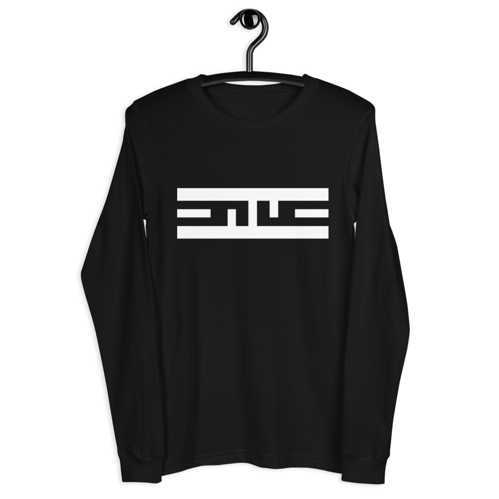 Black ELITE® Icon Long Sleeve Tee on a hanger, the white ELITE® icon across the chest