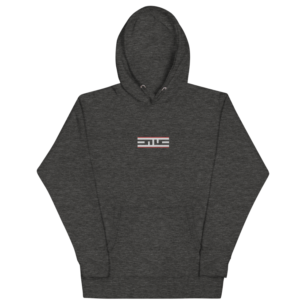 Charcoal heather hoodie with the embroidered Red Label ELITE® icon on the chest