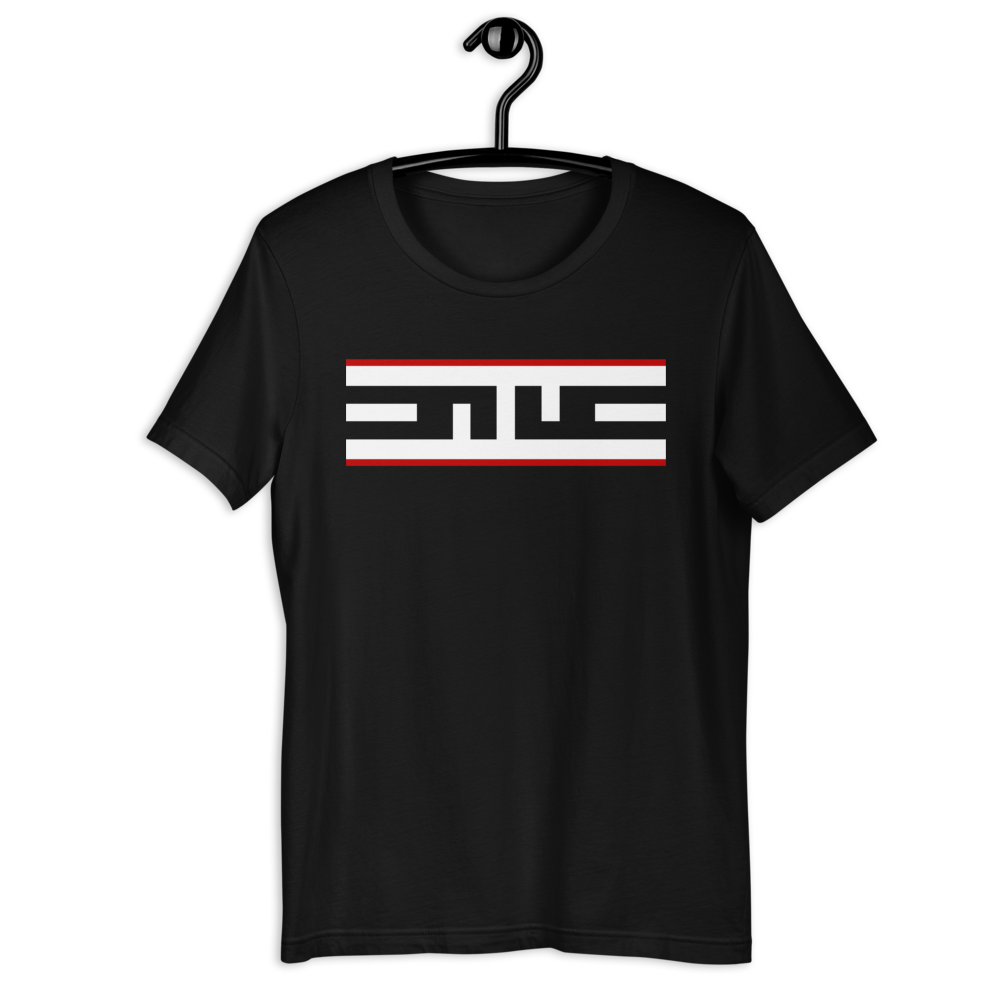 Black tee with the Red Label ELITE® icon on the chest, on a hanger